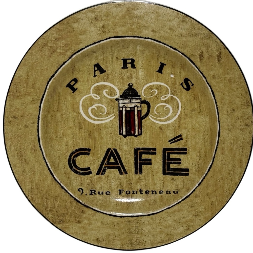 SAKURA Coffee Break Paris Cafe Marbled Coffee Plate 8.25” LIKE NEW